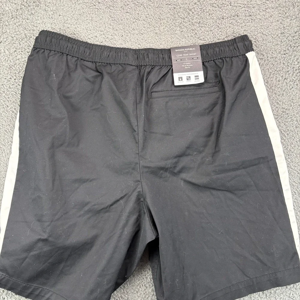 Banana Republic‎ Core Temp Short Mens Large Black White Side Stripe Athletic L